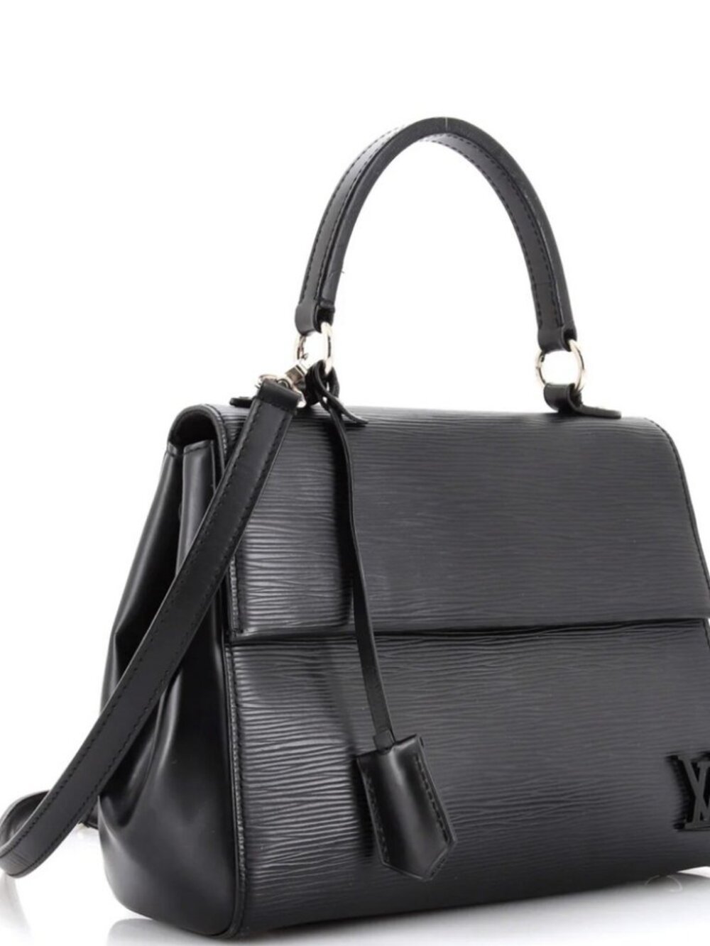 Louis Vuitton Cluny BB Black Noir Epi Leather Top Handle Crossbody Bag w/ Strap